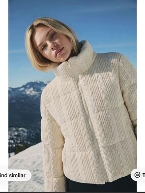 Fashion Nova Cream Cable Knit Zip-Front Sweater Jacket